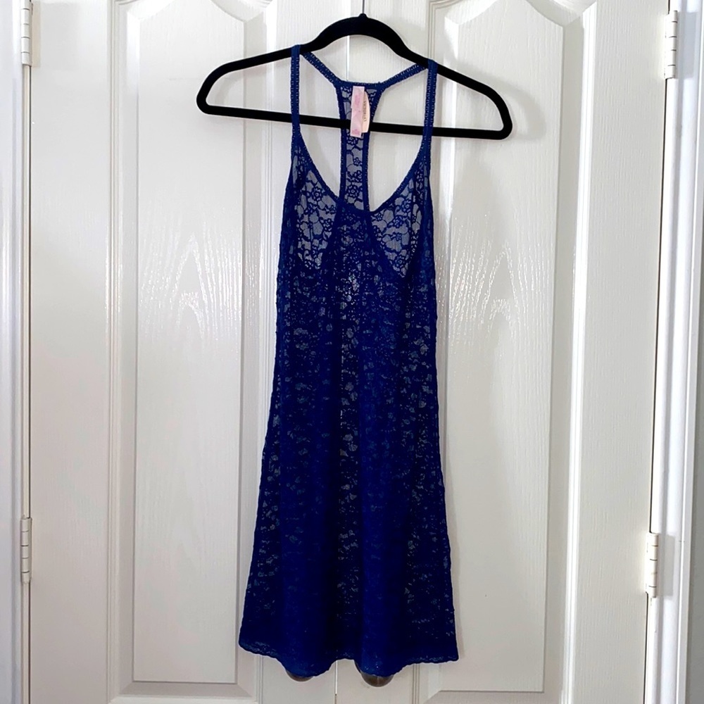 Victoria’s Secret The Lacie Collection Navy Blue Lace Nightie Size Small